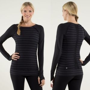 Lululemon Full Tilt Long Sleeve Slalom Hyper Stripe Black Size  6